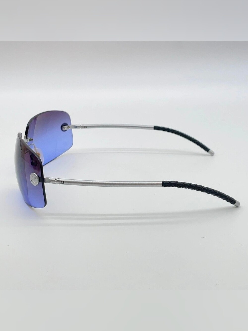CHANEL Y2K Rimless Blue Gradient Rhinestone CC Mark Sunglasses Wbox - Picture 9 of 16